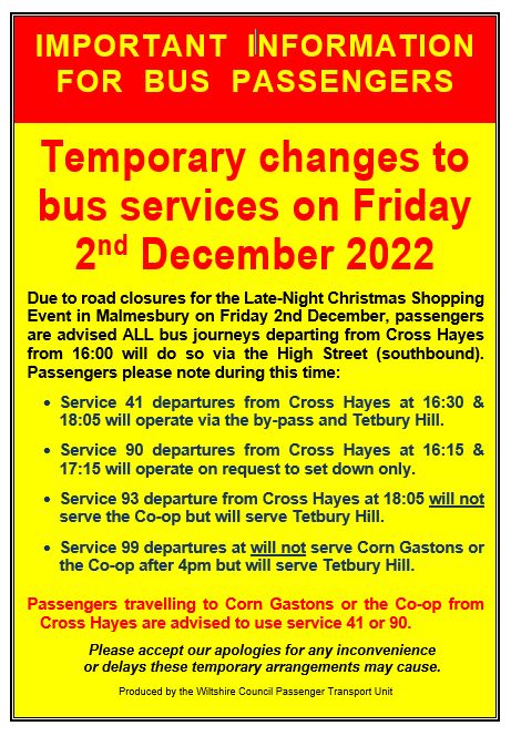 Temporary Changes to Bus Services - Late Night Shopping 
